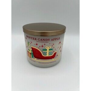 NEW Bath & Body Works Winter Candy Apple 3-Wick Candle Holiday Sleigh Limited